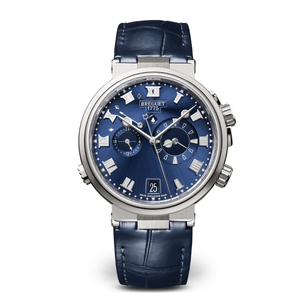 Breguet Marine 40 mm Blue Dial Titanium Blue Leather Strap 5547TI/Y1/9ZU