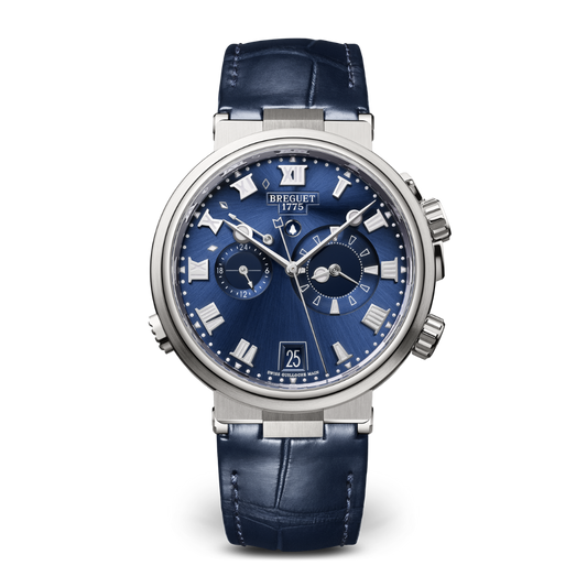 Breguet Marine 40 mm Blue Dial Titanium Blue Leather Strap 5547TI/Y1/9ZU