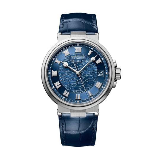 Breguet Marine 40 mm Blue Dial White Gold Blue Leather Strap 5517BB/Y2/9ZU