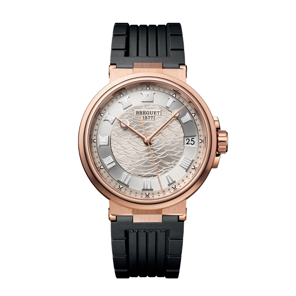 Breguet Marine 40 mm Silver Dial 18k Rose Gold Black Rubber Strap 5517BR/12/5ZU