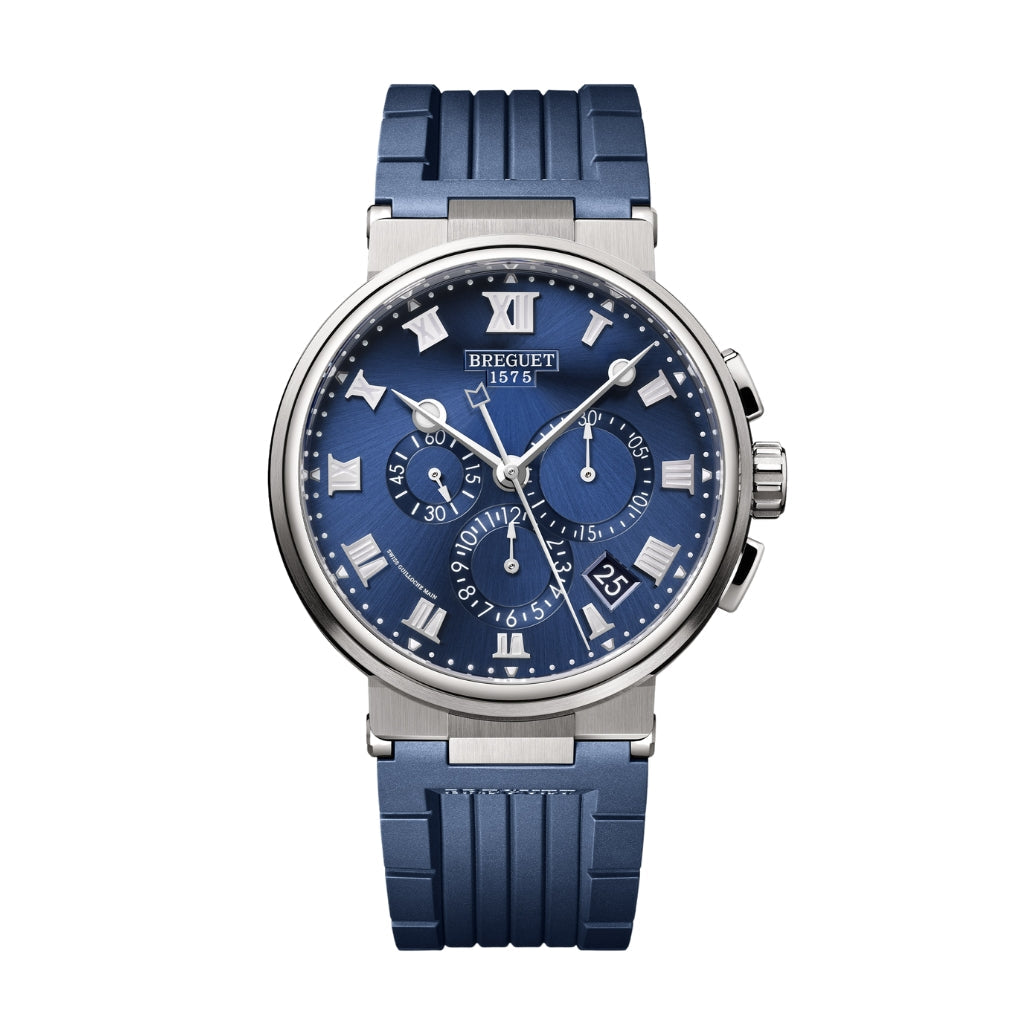 Breguet Marine 42.3 mm Blue Dial Titanium Blue Rubber Strap 5527TI/Y1/5WV