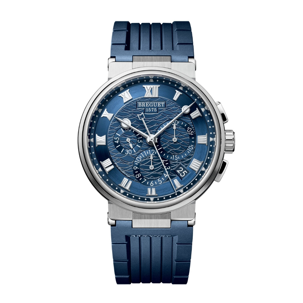 Breguet Marine 42.3 mm Blue Dial White Gold Blue Rubber Strap 5527BB/Y2/5WV