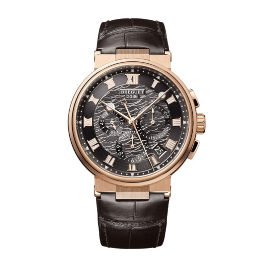 Breguet Marine 42.3 mm Dark Grey Dial 18k Rose Gold Brown Leather Strap 5527BR/G3/9WV