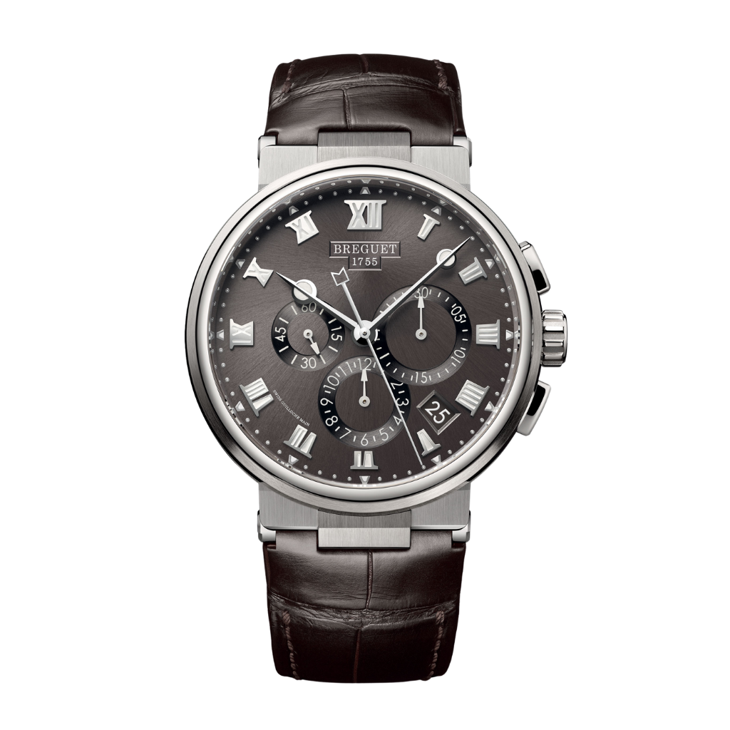 Breguet Marine 42.3 mm Dark Grey Dial Titanium Dark Grey Leather Strap 5527TI/G2/9WV