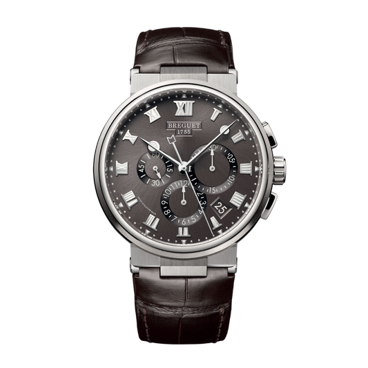 Breguet Marine 42.3 mm Dark Grey Dial Titanium Dark Grey Leather Strap 5527TI/G2/9WV