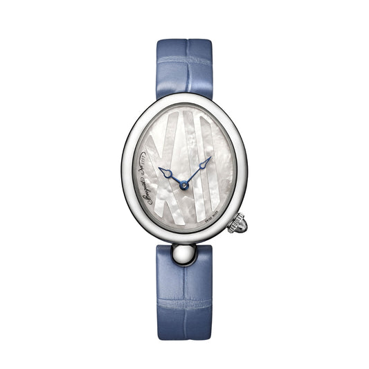 Breguet Reine 32.7 x 27.3 mm White Mother-Of-Pearl Dial Stainless Steel Blue Leather Strap 9807ST/5W/922