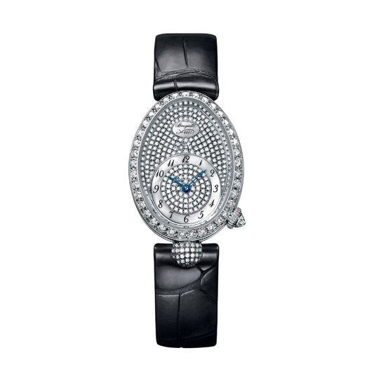 Breguet Reine 33 x 24.95 mm Diamond Paved Dial White Gold Black Leather Strap 8928BB/8D/944/DD0D3L