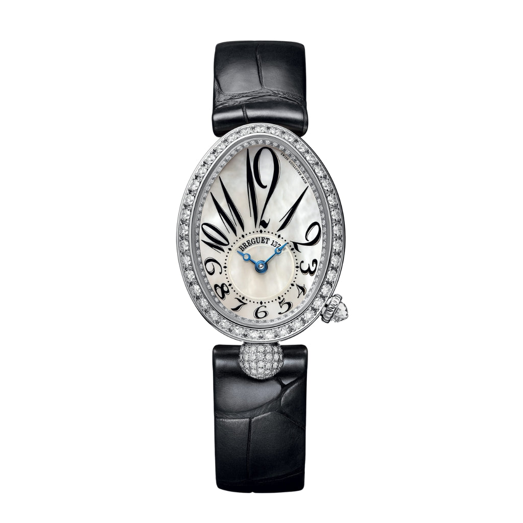 Breguet Reine 33 x 24.95 mm White  Dial with Diamonds White Gold Black Leather Strap 8928BB/5W/944/DD0D3L