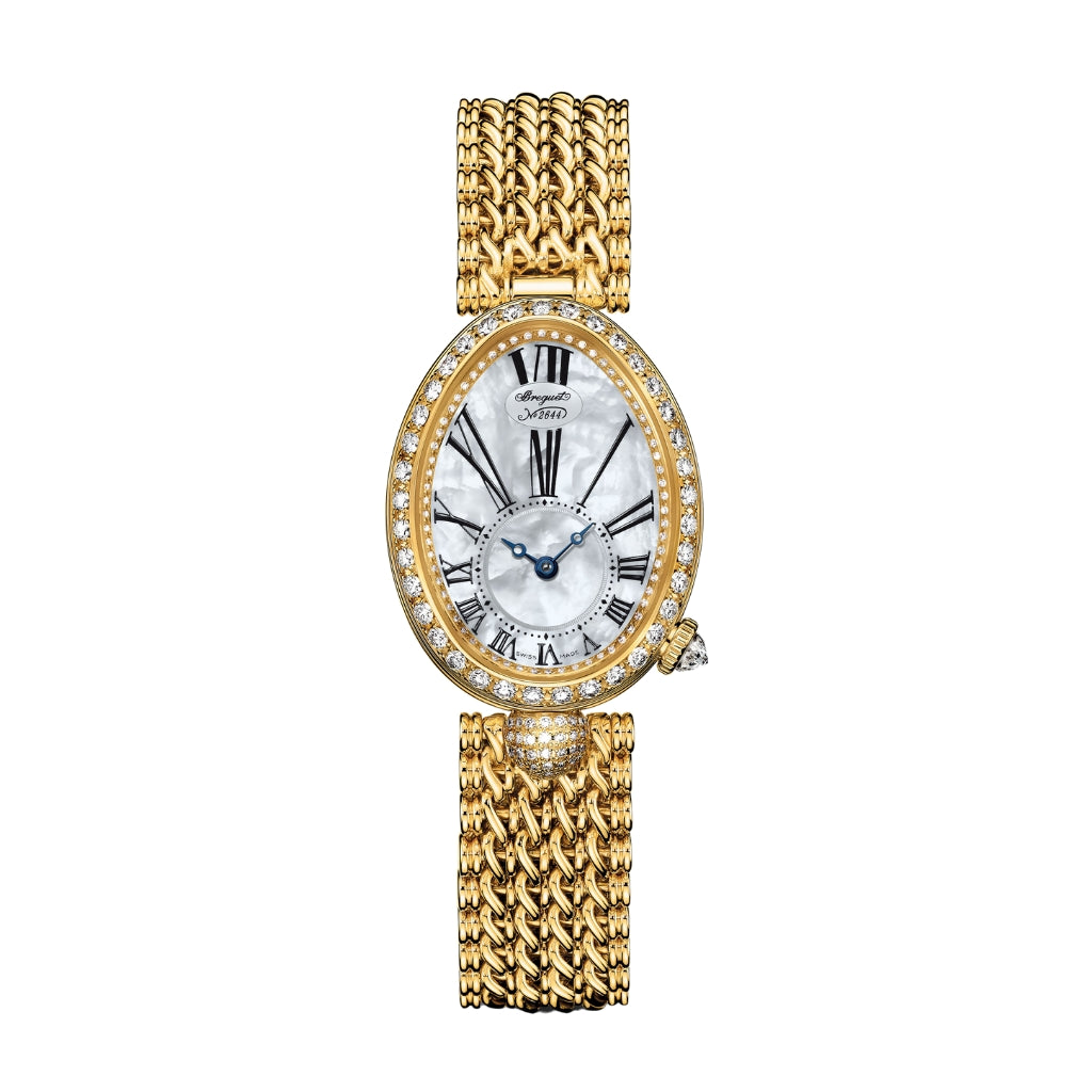 Breguet Reine 33 x 24.95 mm White Mother-Of-Pearl Dial with Diamonds 18k Yellow Gold Bracelet 8928BA/51/J20/DD00