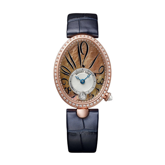 Breguet Reine 36.5 x 28.45mm Brown Dial with Diamonds 18k Rose Gold Black Leather Strap 8918BR/5T/964/D00D3L