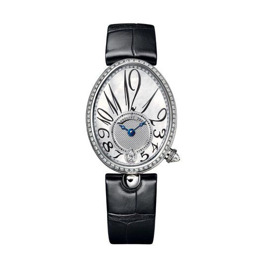 Breguet Reine 36.5 x 28.45mm White Mother-Of-Pearl Dial with Diamonds White Gold Black Leather Strap 8918BB/58/964/D00D3L