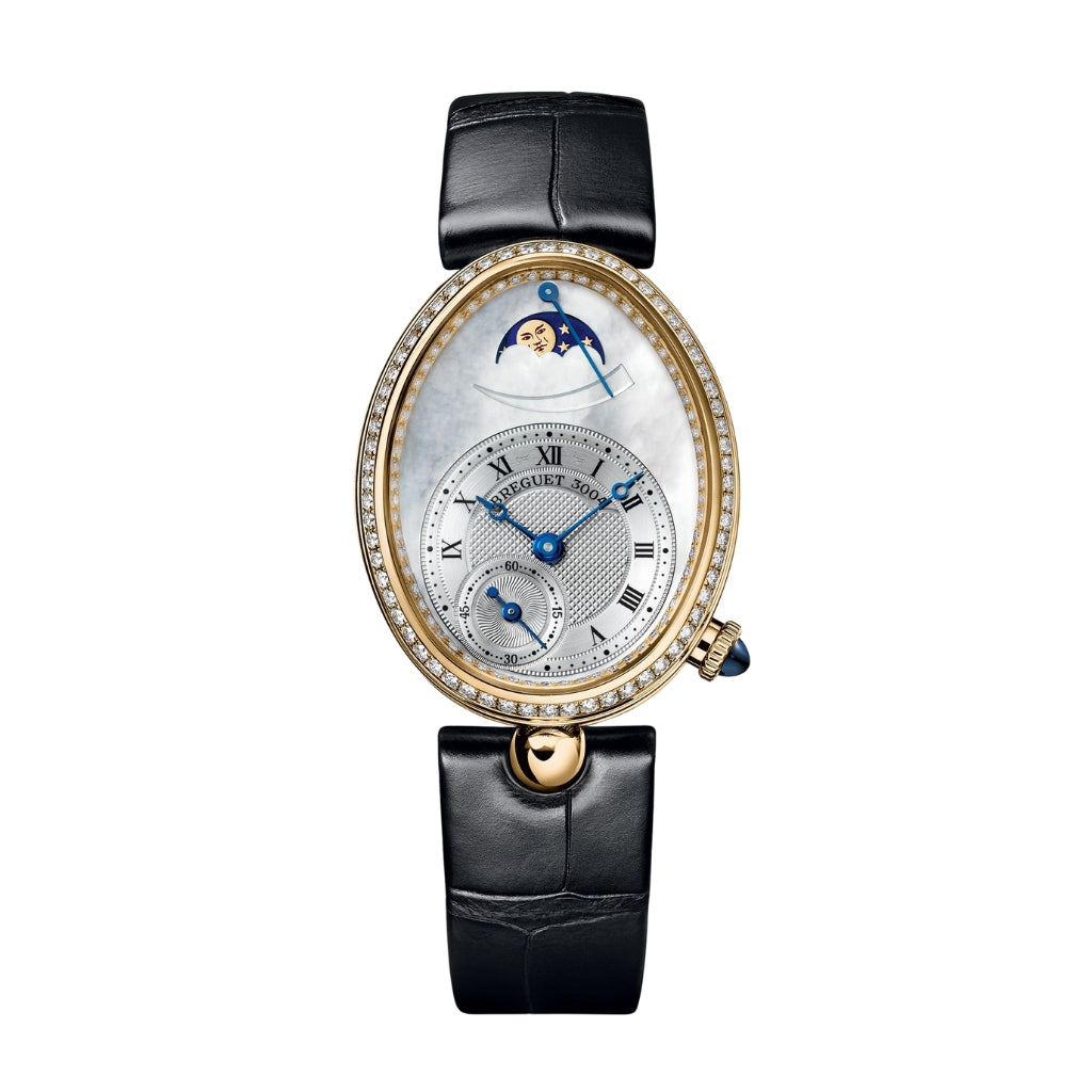 Breguet Reine 36.50 x 28.45 mm White Mother-Of-Pearl Dial with Diamonds 18k Yellow Gold Black Leather Strap 8908BA/52/964/D00D3L