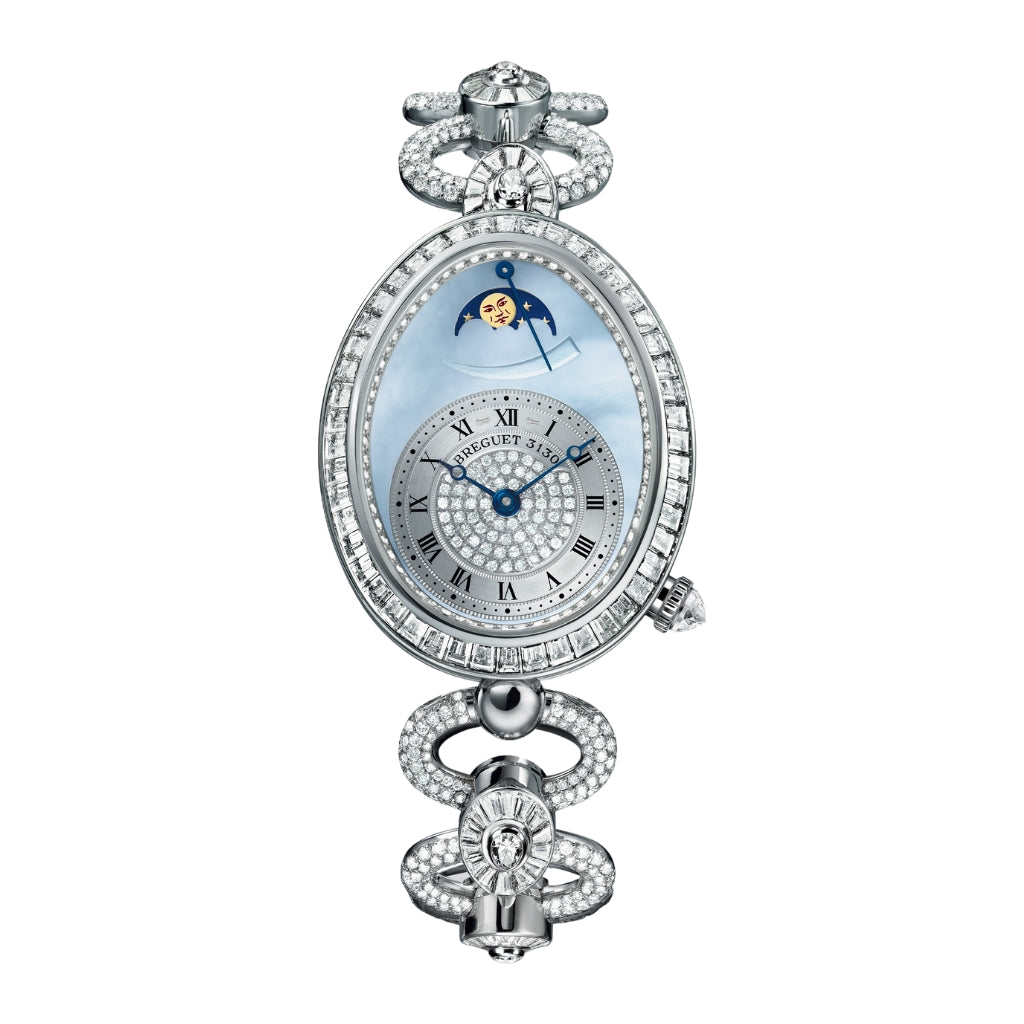 Breguet Reine 38.50 x 30.45 mm Blue Natural Mother-Of-Pearl Dial with Diamonds White Gold Bracelet 8909BB/VD/J29/DDDD