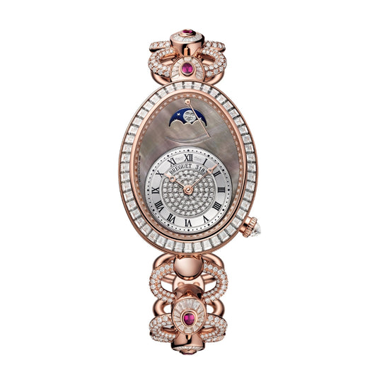 Breguet Reine 38.50 x 30.45 mm Silvered Gold Dial with Diamonds 18k Rose Gold Bracelet 8909BR/8T/J29/DDDR
