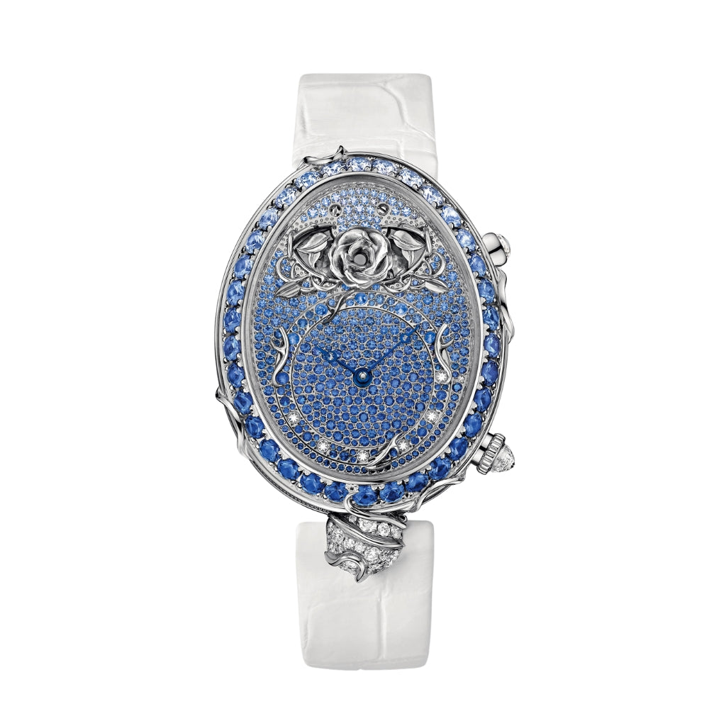 Breguet Reine  40.10 x 32 mm Diamond Paved Dial White Gold White Leather Strap 8973BB/6S/8H4/SD0D3L