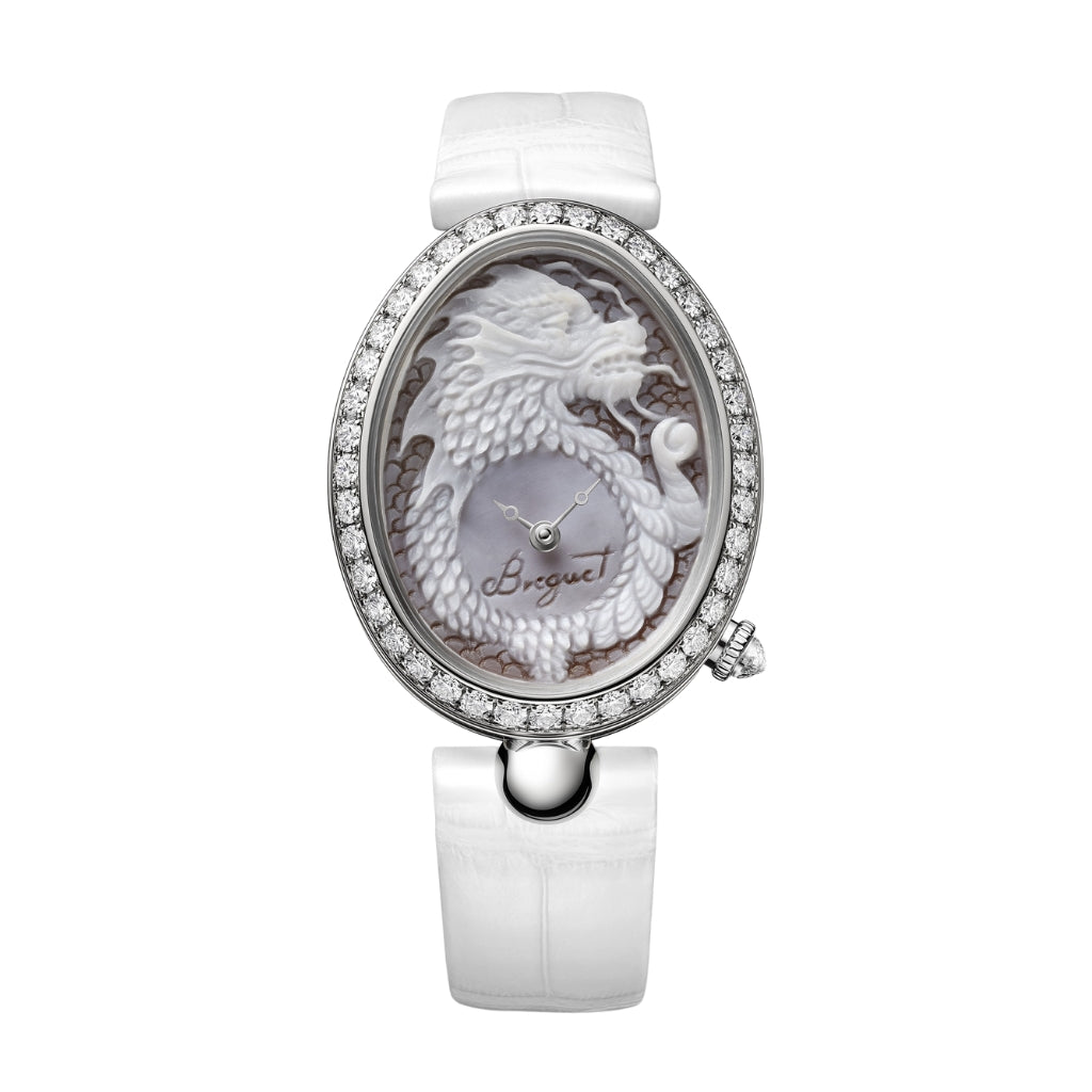 Breguet Reine 40 x 31.95 mm Silver Dial White Gold White Leather Strap 8958BB/55/974 11/D00D