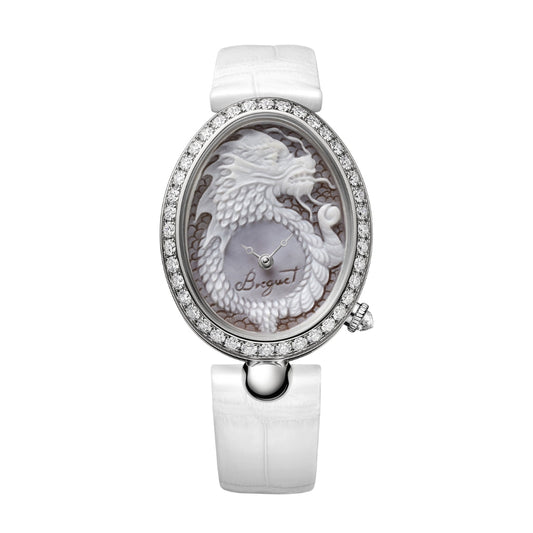 Breguet Reine 40 x 31.95 mm Silver Dial White Gold White Leather Strap 8958BB/55/974 11/D00D