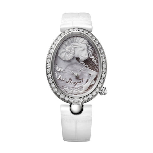 Breguet Reine 40 x 31.95 mm White Dial with Diamonds White Gold White Leather Strap 8958BB/55/974 06/D00D