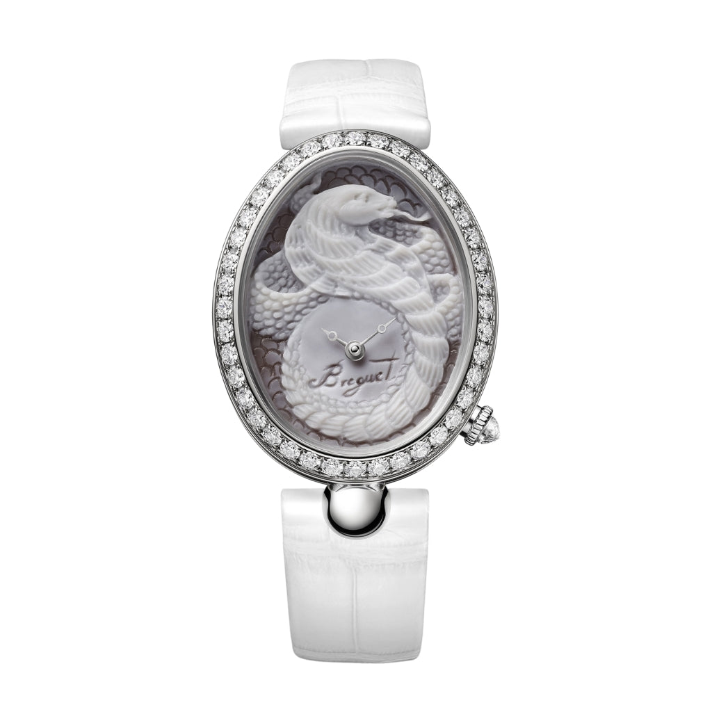 Breguet Reine 40 x 31.95 mm White Dial with Diamonds White Gold White Leather Strap 8958BB/55/974 13/D00D