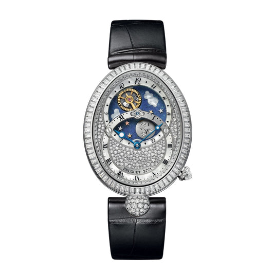 Breguet Reine  42,05 x 34 mm Diamond Paved Dial White Gold Black Leather Strap 8999BB/8D/974/DD0D