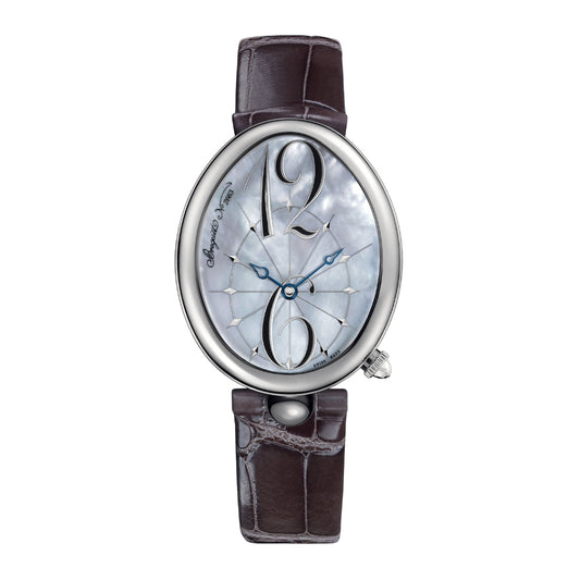 Breguet Reine 43.75 x 35.50 mm White Mother-Of-Pearl Dial Stainless Steel Brown Leather Strap 8967ST589863L
