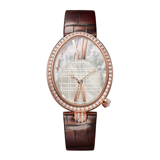 Breguet Reine 43 x 34.95 mm White Mother-Of-Pearl Dial with Diamonds 18k Rose Gold Brown Leather Strap 8965BR/5W/986/DD0D