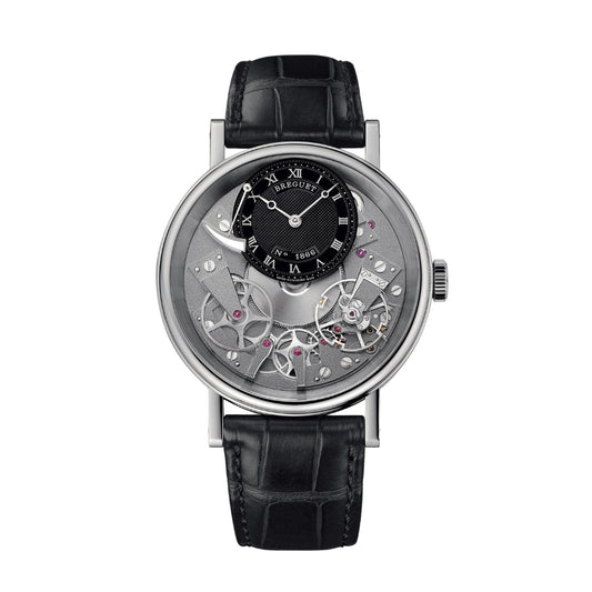 Breguet Tradition 40 mm Black Dial White Gold Black Leather Strap 7057BB/G9/9W6