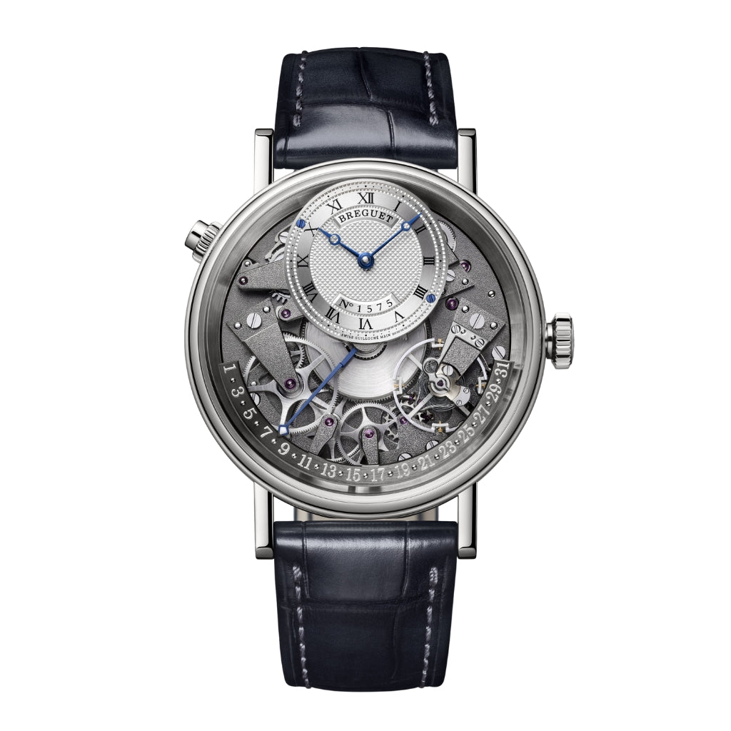 Breguet Tradition 40 mm Silver Dial White Gold Black Leather Strap 7597BB/G1/9WU