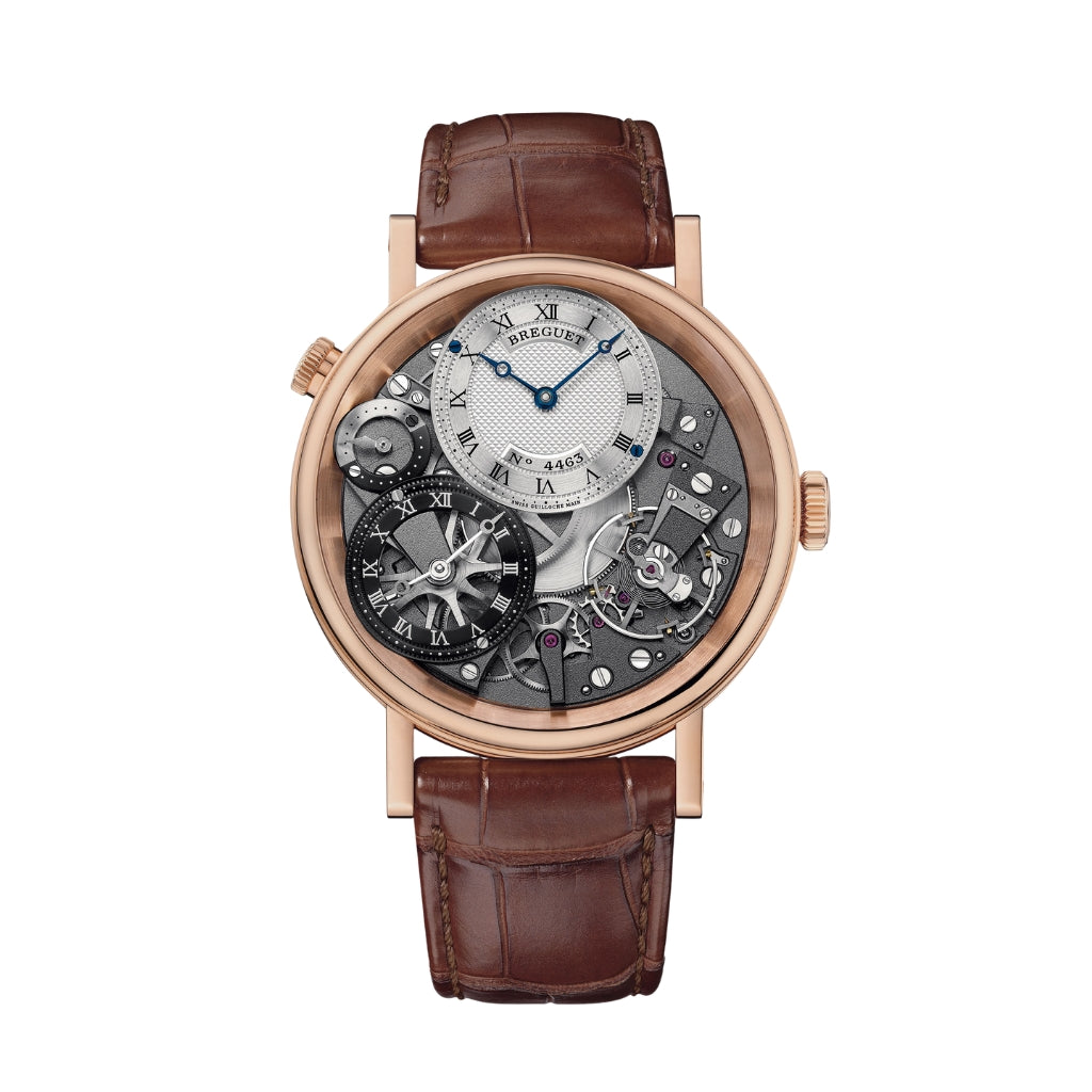 Breguet Tradition 40 mm White Dial 18k Rose Gold Brown Leather Strap 7067BR/G1/9W6