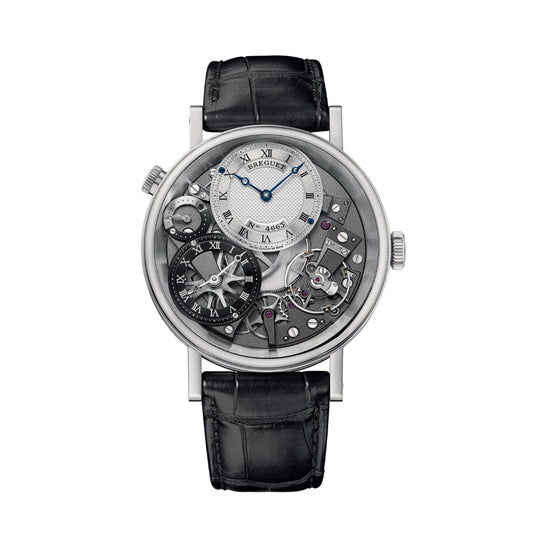 Breguet Tradition 40 mm White Dial White Gold Black Leather Strap 7067BB/G1/9W6