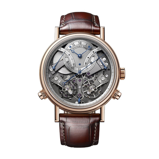 Breguet Tradition 44 mm Silver Dial 18k Rose Gold Brown Leather Strap 7077BR/G1/9XV