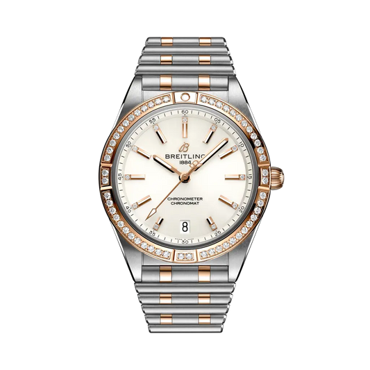 Breitling Chronomat Automatic 36 mm White Dial Stainless Steel & 18K Red Gold (Gem-Set) Bracelet U10380591A1U1