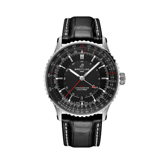 Breitling Navitimer Automatic GMT 41 mm Black Dial Stainless Steel   Leather Strap A32310251B1P1