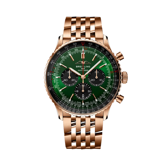 Breitling Navitimer B01 Chronograph 46 mm Black And Green Dial 18K Red Gold Bracelet RB0137241L1R1