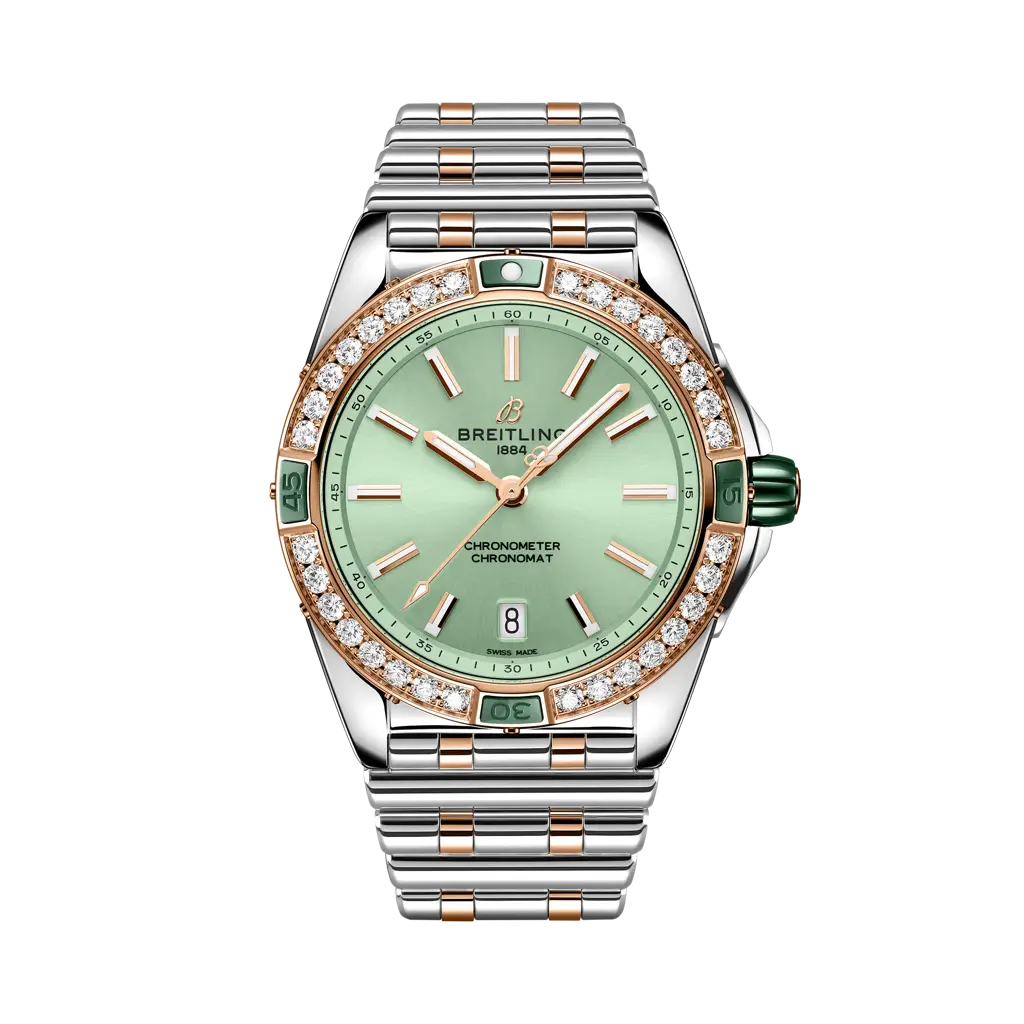 Breitling Super Chronomat Automatic 38 mm Light Green Dial Stainless Steel & 18K Red Gold Bracelet U17356531L1U1