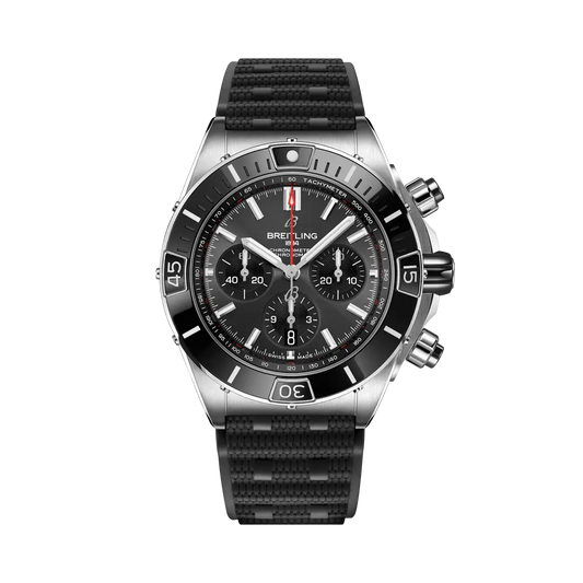 Breitling Super Chronomat B01 44 mm Black Dial Stainless Steel Black Rubber Strap AB0136251B2S1