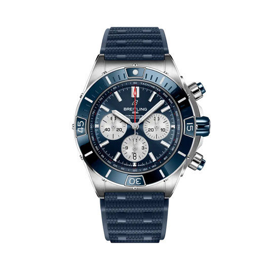 Breitling Super Chronomat B01 44 mm Blue Dial Stainless Steel Blue Rubber Strap AB0136161C1S1
