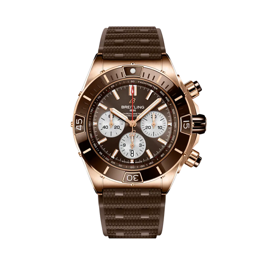 Breitling Super Chronomat B01 44 mm Brown Dial 18K Red Gold Brown Rubber Strap RB0136E31Q1S1