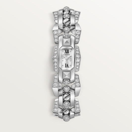 Cartier Clash Small 18k White Gold Silver Sunray Dial Bracelet WJMB0002