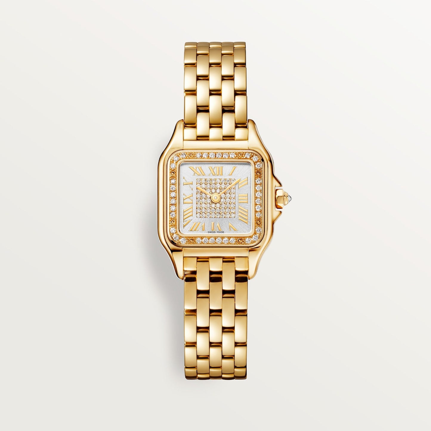 Cartier Panthère Small 18k Yellow Gold Silver Sunray Dial Bracelet WJPN0042