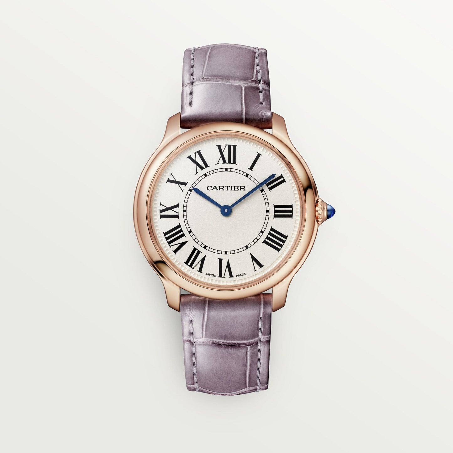 Cartier Ronde Louis 36 mm 18k Rose Gold Beige Dial Semi-Matte Purple  Leather WGRN0012