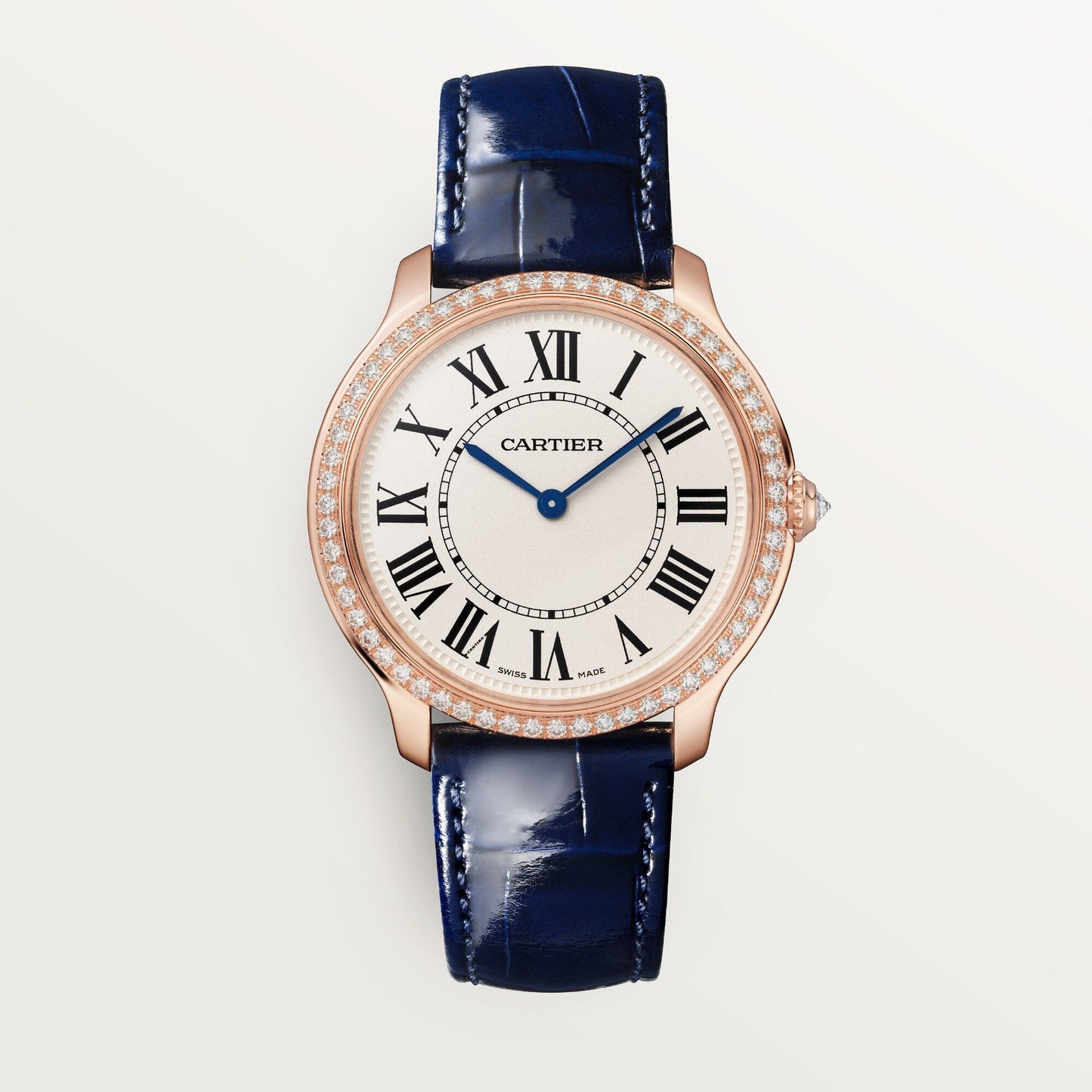 Cartier Ronde Louis 36 mm Rose Gold Beige Dial Navy Blue  Leather WJRN0010