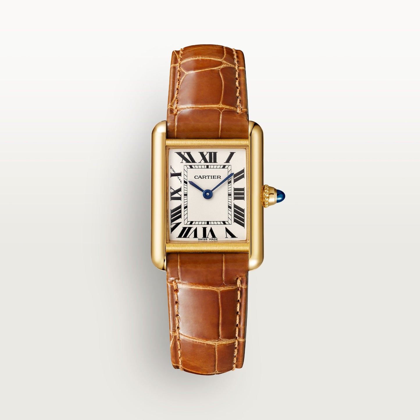 Cartier Tank Louis Small 29.5 mm x 22.0 mm Silver Dial 18k Yellow Gold  Skin Strap WGTA0342