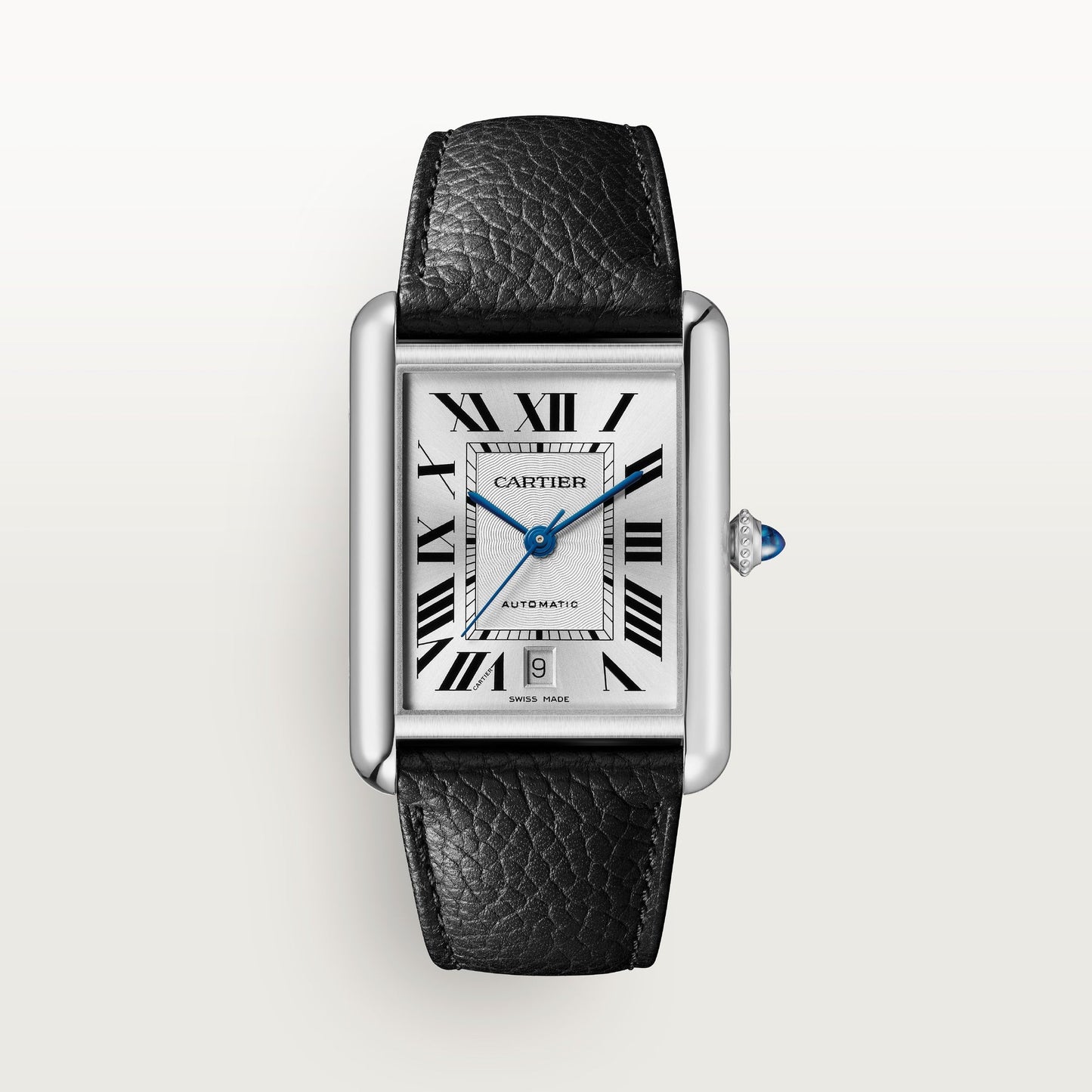 Cartier Tank Must Extra Large Steel Silver Dial Black Strap WSTA0040
