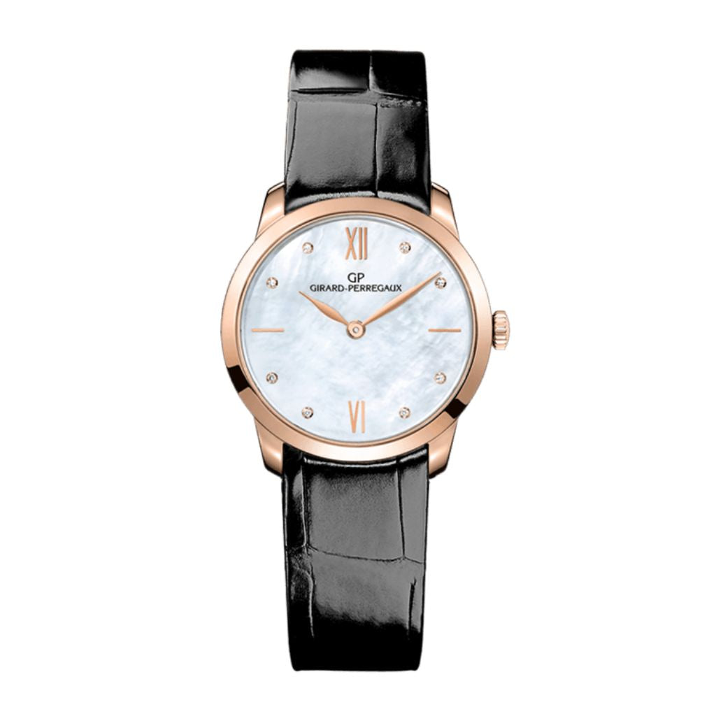 Girard-Perregaux 1966 30 mm  Mother Of Pearl Dial with Diamonds 18K Pink Gold   Leather Strap 49528-52-771-CK6A