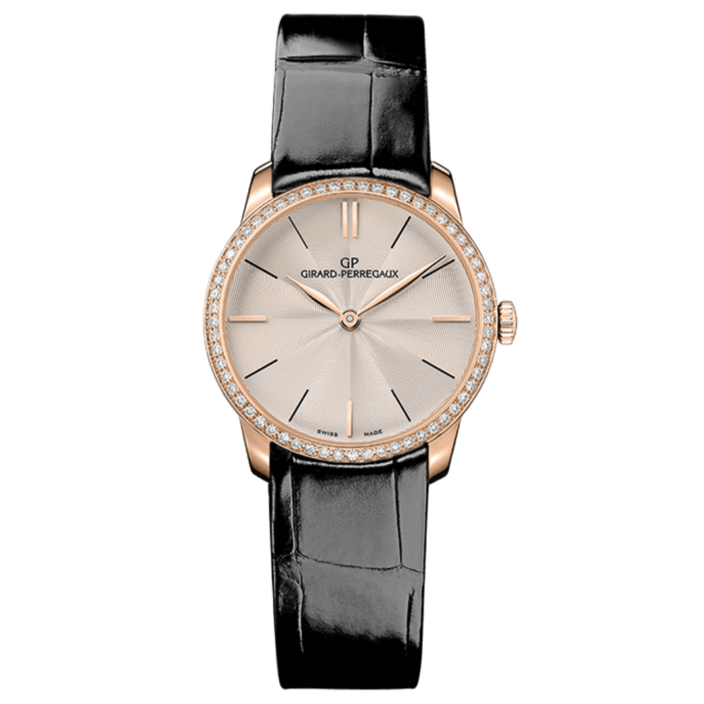Girard-Perregaux 1966 30 mm Silver Dial with Diamonds 18K Pink Gold   Leather Strap 49528D52A131-CB6A