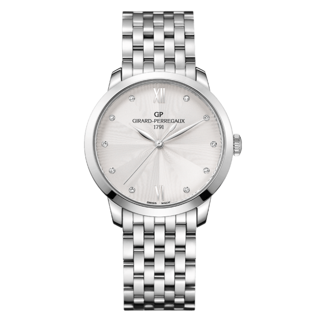 Girard-Perregaux 1966 36 mm  Silver Dial with Diamonds Stainless Steel Bracelet 49523-11-171-11A