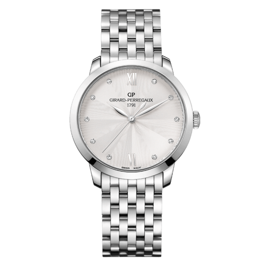 Girard-Perregaux 1966 36 mm  Silver Dial with Diamonds Stainless Steel Bracelet 49523-11-171-11A