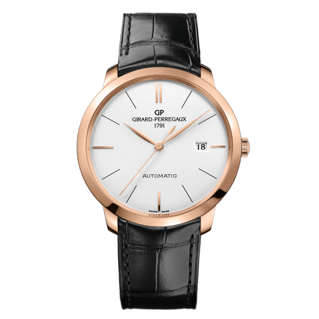 Girard-Perregaux 1966 40 mm Silver Dial 18K Pink Gold   Leather Strap 49555-52-132-BB60