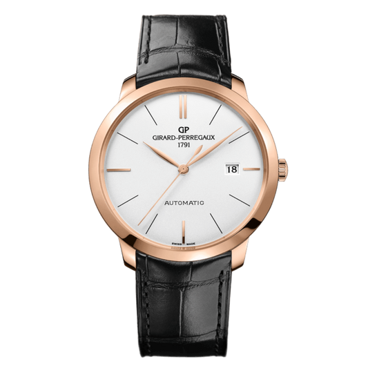 Girard-Perregaux 1966 40 mm Silver Dial 18K Pink Gold   Leather Strap 49555-52-132-BB60